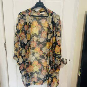 Women's Floral Print Sheer Loose Kimono
